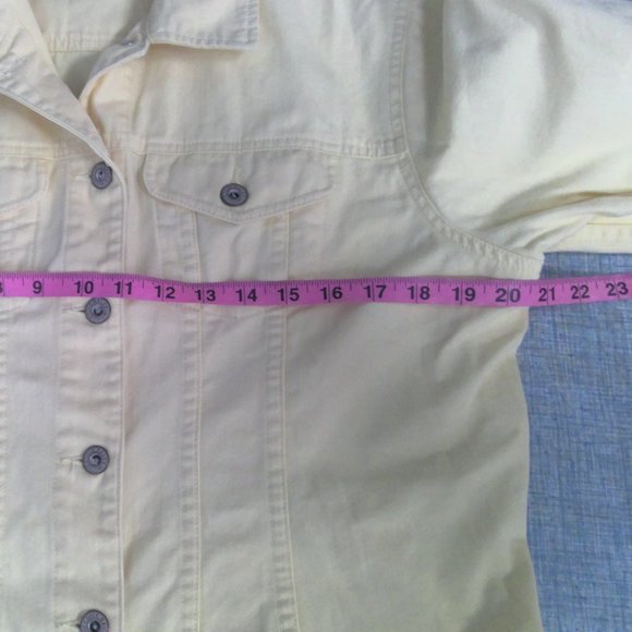 Eddie Bauer Jean Denim Jacket Light Yellow Cotton Women's Large - Picture 7 of 9